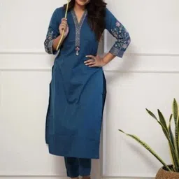 Moda Rapido Women Embroidered Regular Thread Work Kurta with Trousers-picture-10