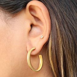 VIARI ACCESSORIES Gold-plated Contemporary Half Hoop Earrings-image-3