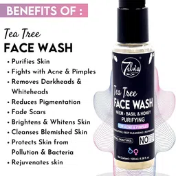 7ELWA Tea Tree Facewash With Neem Basil & Honey For Deep Cleansing-120ml image 2