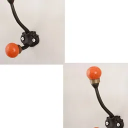 IndianShelf Black & Orange-Coloured 2 Pieces Ceramic Crackle Wall Hooks-image-34
