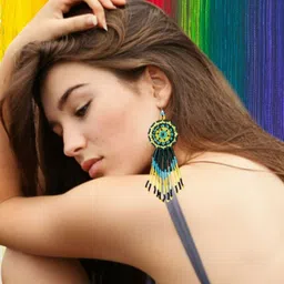 Evince MODE Artificial Beads Beaded Contemporary Drop Earrings-14