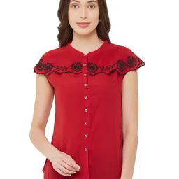 G0-4 IT Women Floral Embroidered Mandarin Collar Shirt Style Top-picture-39