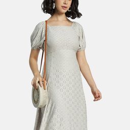 METTLE Puff Sleeve A-Line Dress-image-18