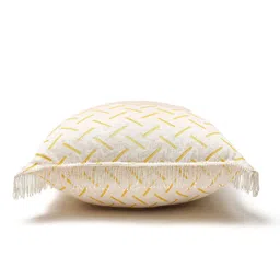 SH Creation and Handlooms 2-Pcs Yellow & White Self-Designed Pre-FilledCushions-16