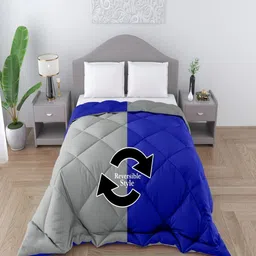 tundwal's Grey & Blue Checked Heavy Winter 300 GSM Double Bed Quilt-15