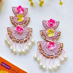 Crunchy Fashion Artificial Beaded Floral Shaped Drop Earrings-image-21