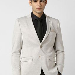 Van Heusen Self Designed Notched Lapel Collar Super Slim-Fit Single Breasted Blazer-picture-15