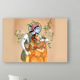 Tushaco Handicrafts Orange & Pink 1 Piece Canvas Religious Wall Paintings-55