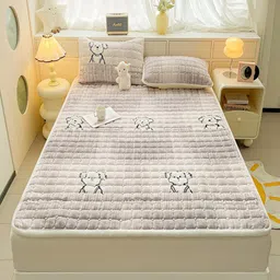 JC HOME Grey & White Graphic 150 TC Queen Bedsheet with 2 Pillow Covers-image-34
