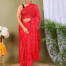 PK HUB Tie and Dye Dyed Bandhani Saree-image-43