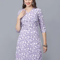 ETRAANA Floral Printed V-Neck Pure Cotton Kurti-picture-47