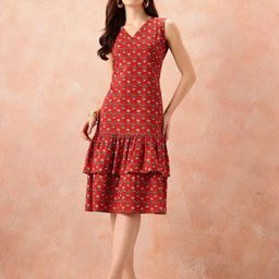 BAESD Floral Printed Ruffled Cotton Drop-Waist Dress-image-36