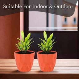 Kuber Industries Orange & Blue 6 Pieces Barfi Pattern Durable Planters image 2