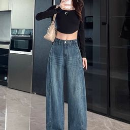 StyleCast Women Comfort Wide Leg High-Rise Mildly Distressed Light Fade Stretchable Jeans-image-101