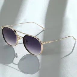 RESIST EYEWEAR Unisex Black Lens & Steel-Toned Round Sunglasses with-52