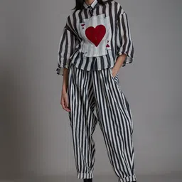 MATI Women Striped Comfort High-Rise Trousers-image-6