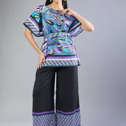 Samyukta Singhania Graphic Printed Tunic With Palazzo Co-Ords-image-51