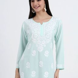 The Chikan Label Ethnic Motifs Embroidered Chikankari Chikankari Kurti-picture-58