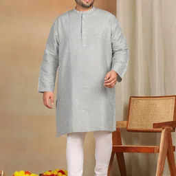 Sztori Men Geometric Thread Work Kurta-picture-19
