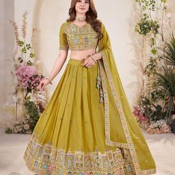 SHOPGARB Embroidered Semi-Stitched Lehenga & Unstitched Blouse With Dupatta-picture-51