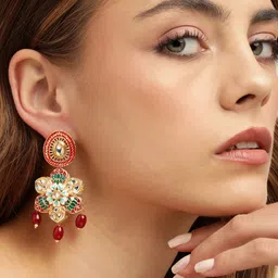 Anouk Gold-Plated Beaded Floral Drop Earrings-25