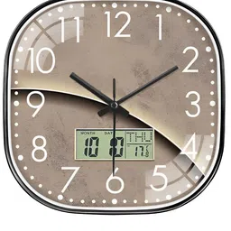 Star work Brown & BlackDigital Square Shaped Contemporary Wall Clock-image-84