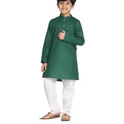 Enmozz Green Cotton Blend Kurta Sets-27