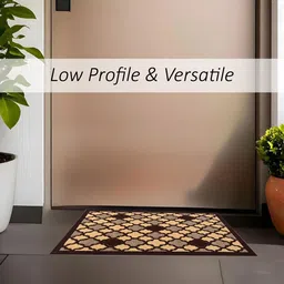Kuber Industries Brown & Beige Hexagon Rectangular Anti-Skid Doormats image 3