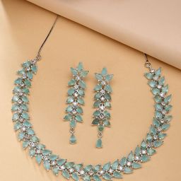 ZENEME Rhodium-Plated AD-Studded Jewellery Set-6