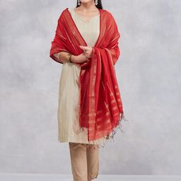 Fabindia Striped Cotton Silk Dupatta-picture-46