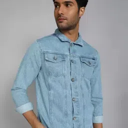 SZN Men Outdoor Denim Jacket With Patchwork-image-67
