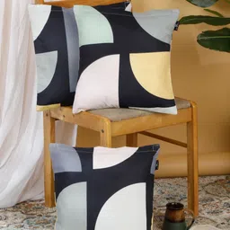 Arrabi Blue & White Set of 3 Geometric Square Cushion Covers-29