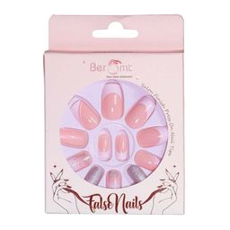 BEROMT Set Of 16 Stick On French Tip Nails With Filer, Cuticle Stick, Swab & Glue-17