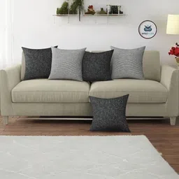 WISE HOME Set of 5 Jute Plain Cushion Cover-picture-1
