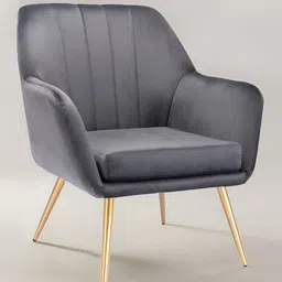 nestroots Grey & Gold Toned Wooden Sumptuous Barrel Lounge Chair-image-14