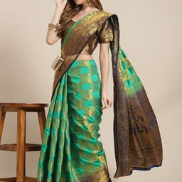 RAJGRANTH Ethnic Motifs Woven Design Zari Pure Silk Banarasi Saree-image-31