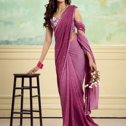 Anouk Abstract Printed Mirror Work Saree-image-15
