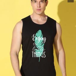 WOOSTRO Pack Of 2 Printed Super Combed Cotton Gym Vests VWS26(ENJOY BLACK)(MORE OLIVE)-picture-36
