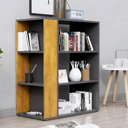 HEXA RED Grey & Brown Wooden Study Book Shelf-picture-28
