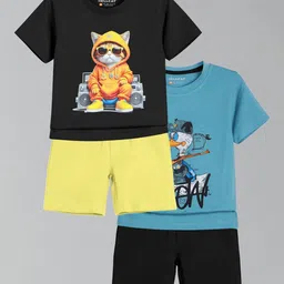 HELLCAT Boys Pack Of 2 Printed Round Neck T-Shirts With Shorts-image-76