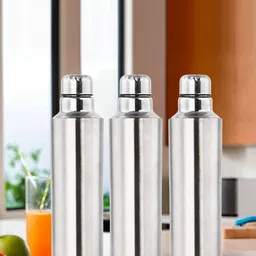 Kuber Industries Silver-Toned 3 Pieces Stainless Steel Water Bottle 1L-image-42