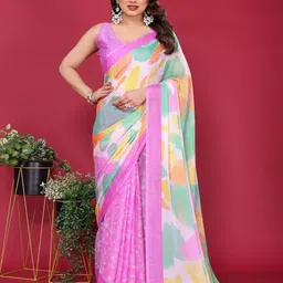 CATCHY FOREVER Poly Chiffon Designer Saree-image-86