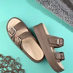 AfroJack Women Open Toe Flatform Sandals With Buckles-18