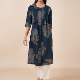 RANGMANCH BY PANTALOONS Abstract Printed Round Neck Cotton A-Line Kurta-picture-15
