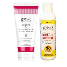 Globus naturals  Sunscreen Lotion SPF 50++ 100 ml & Glycolic Face Pack 100 gm-49