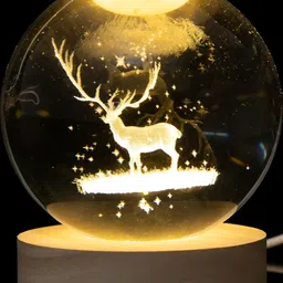 Awestuffs Yellow Printed Acrylic Spherical Table Lamp with Adjustable Cord and Bulb image 5