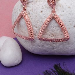 KPOP Rose Gold Plated Triangular Drop Earrings-11