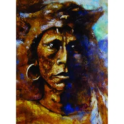 Inephos Brown And Blue Modern Lady Printed Canvas Wall Art-22