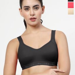 LILY Women Pack Of 3 Full Coverage Non Padded Sports Bra-picture-26