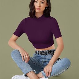 Dream Beauty Fashion Women High Neck Crop Fitted Top-picture-0